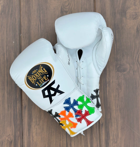 No Boxing No Life Boxing Gloves, NBNL Boxing Gloves, Birthday Gifts for him - White Cross