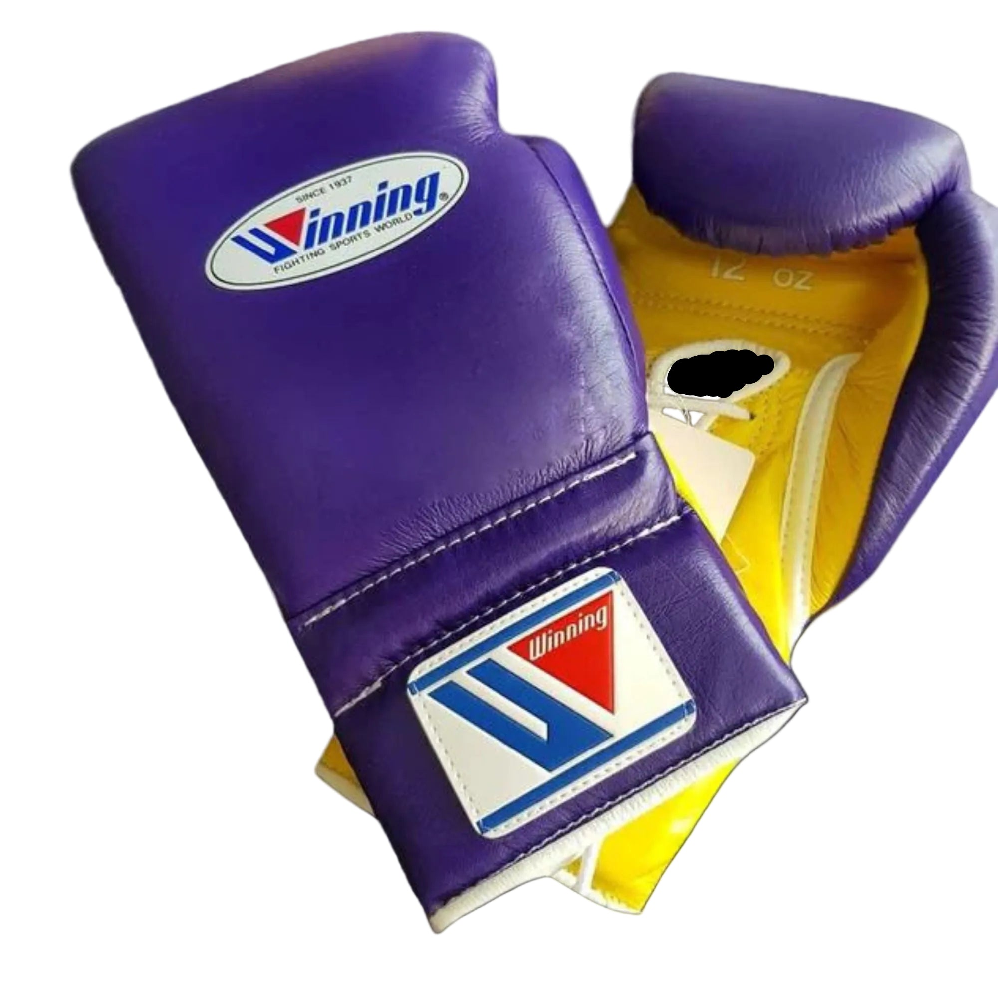 Affordable Winning boxing gloves Purple Golden Leather Lace up - Velcro