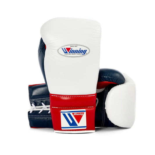 Affordable Winning boxing gloves Red White Blue Leather 14oz Lace up