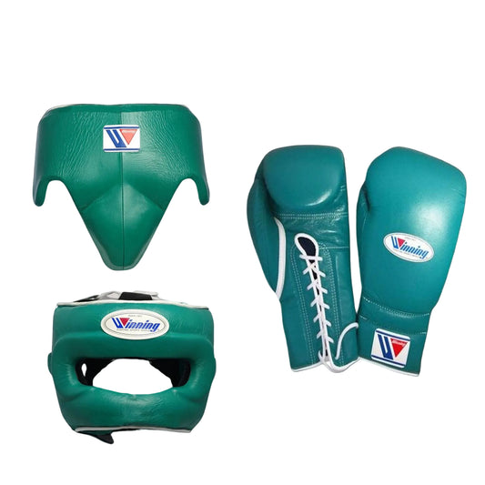Affordable Winning boxing gloves set Green leather