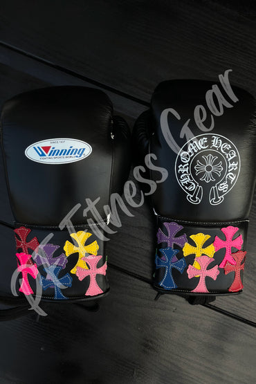 Afforrdable Winning Training boxing gloves BlackLeather Lace up