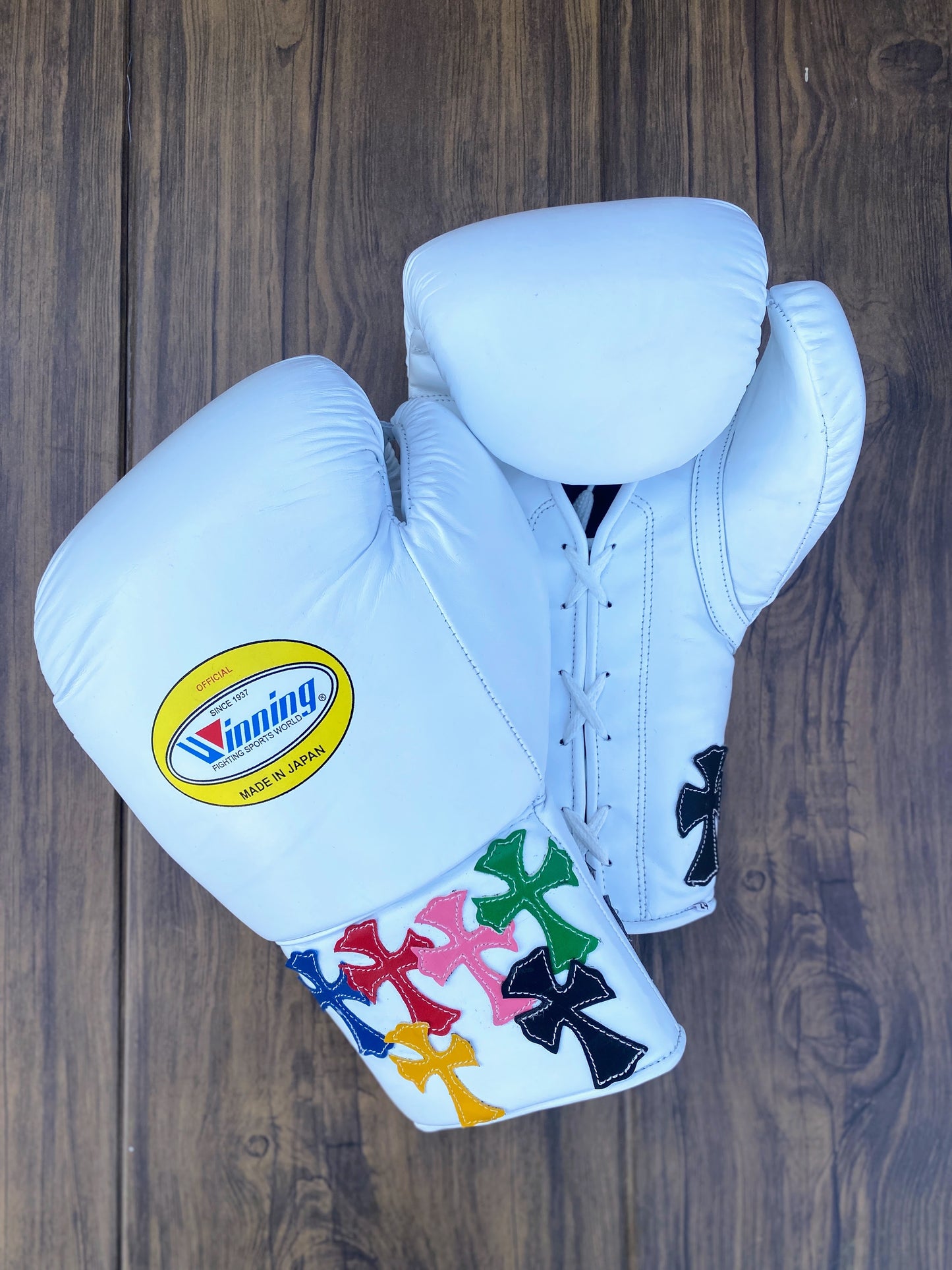 White Winning boxing gloves, Winning cross Lace up Boxing Glove, winning cross boxing glove - White Cross