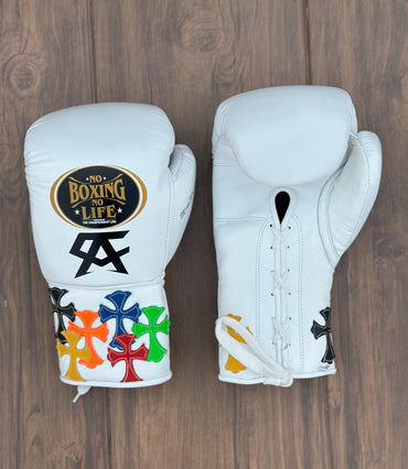 No Boxing No Life Boxing Gloves, NBNL Boxing Gloves, Birthday Gifts for him - White Cross