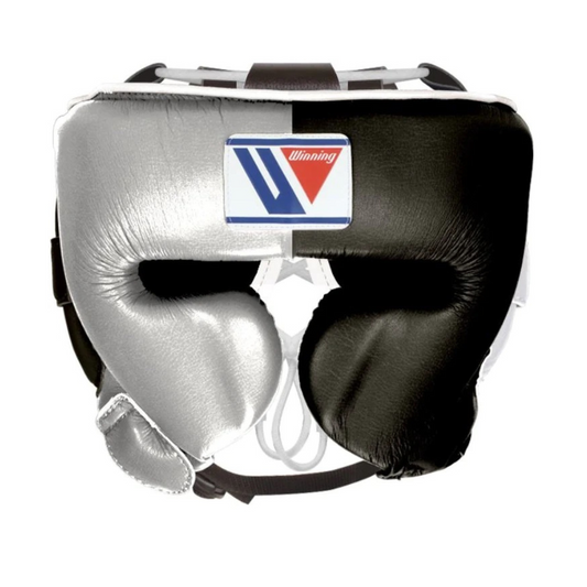 Winning Head Gear, Silver Black Winning Protection Gear, Winning Head protectors, Winning face protectors, Winning boxing gear