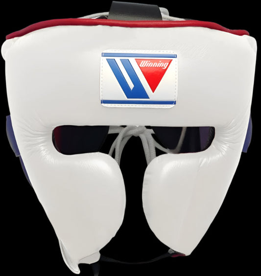 Winning Head Gear, White red Winning Protection Gear, Winning Head protectors, Winning face protectors, Winning boxing gear, Winning, PF Fitness Gear, PFFITNESSGEAR