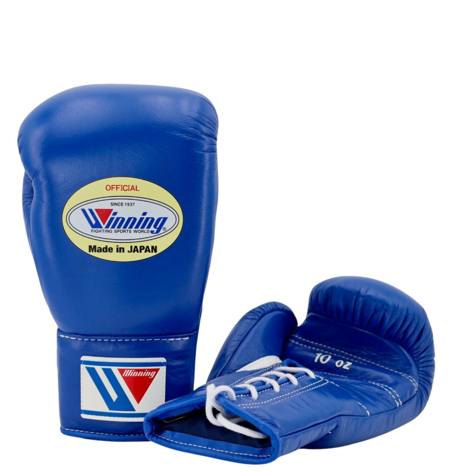 Winning Training Boxing Gloves Blue Leather Lace-up