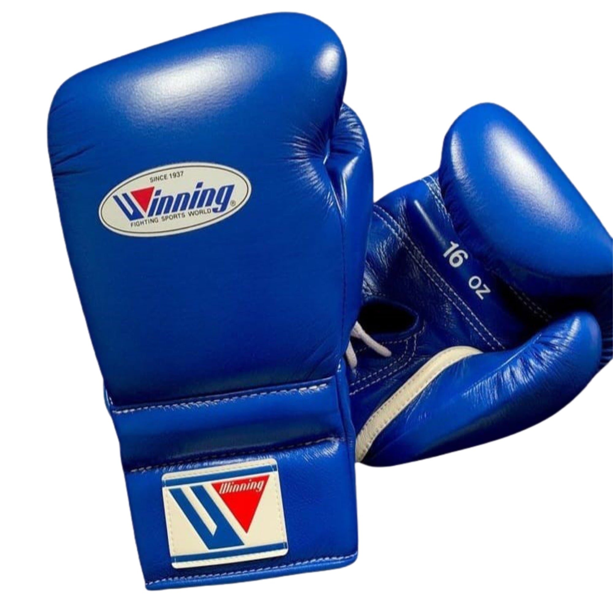 Winning Training boxing gloves Blue Leather Lace up - Velcro