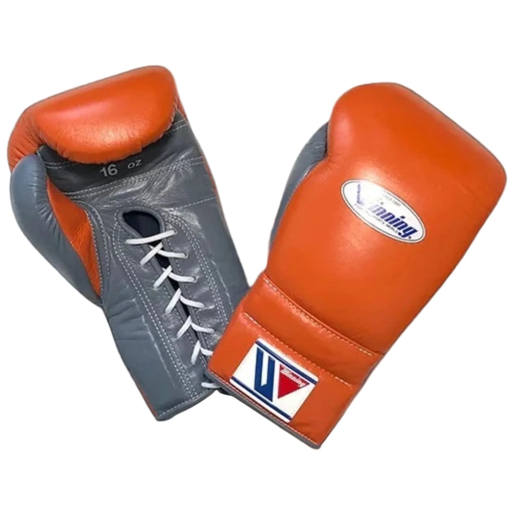 Winning Training boxing gloves Grey Orange Leather Lace up - Velcro
