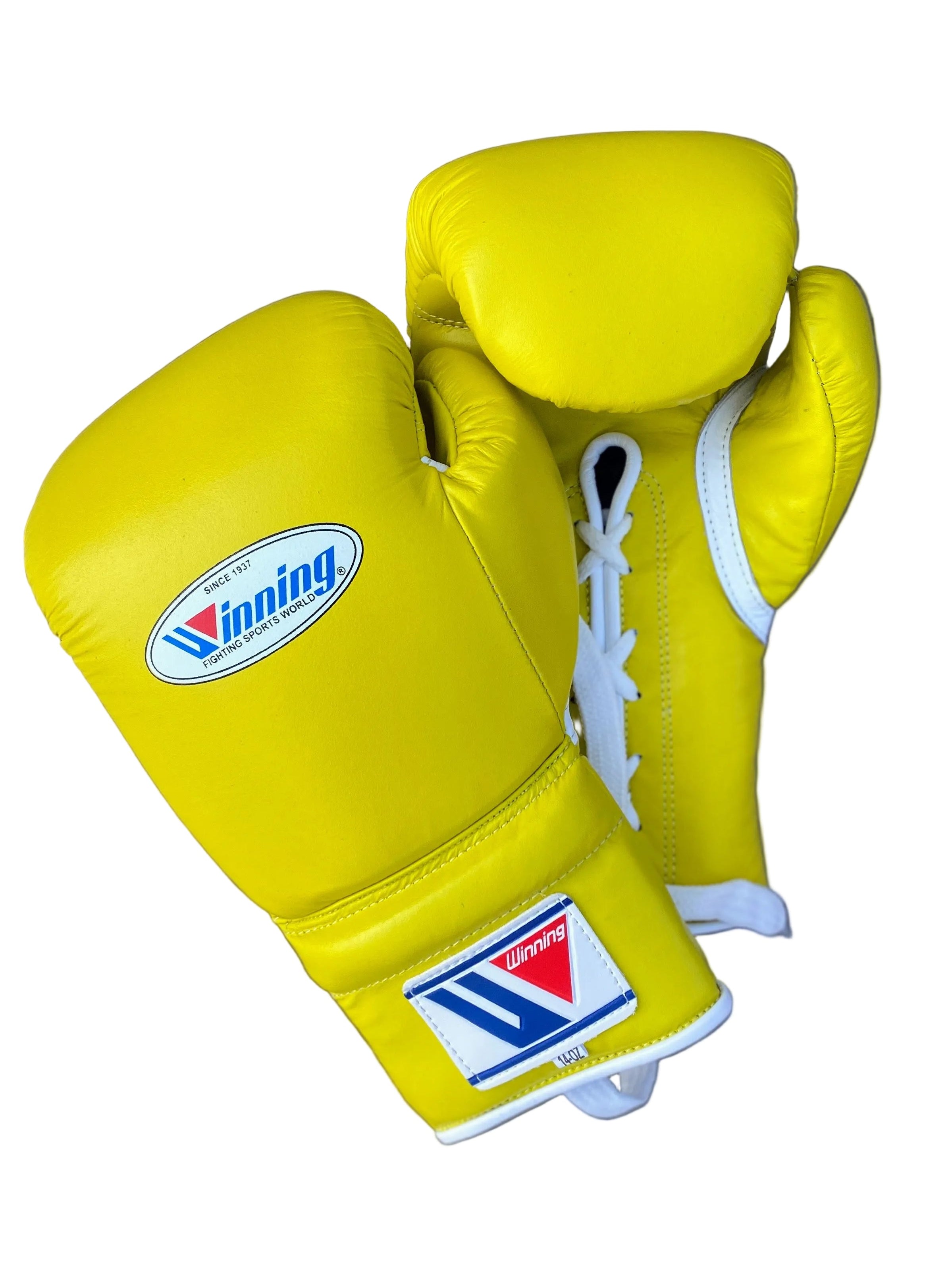 Winning Training boxing gloves yellow Leather Lace up