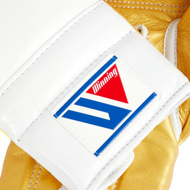 Winning boxing gloves 14oz Lace up and Velcro White Gold