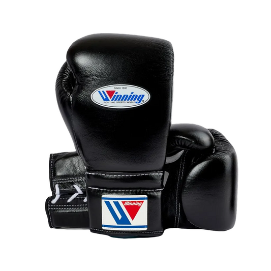 Winning boxing gloves Black Affordable Laced up or Velcro gloves