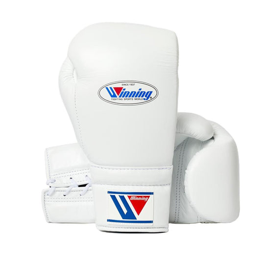 Winning boxing gloves Custom White Leather Lace up