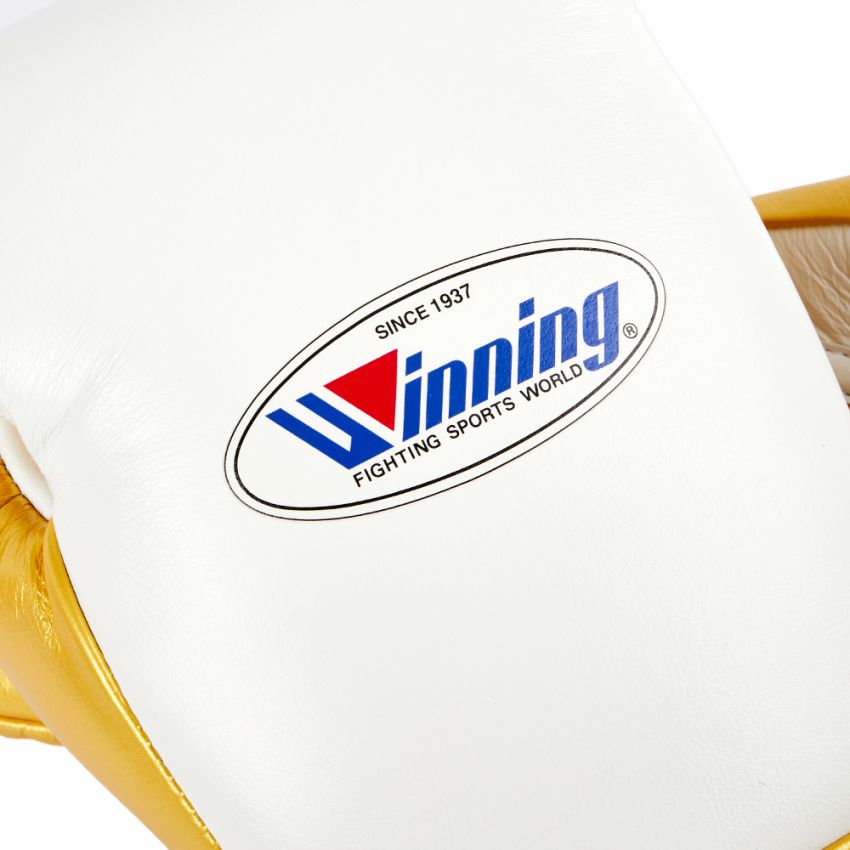 Winning boxing gloves Gold White 14oz Lace up - Velcro