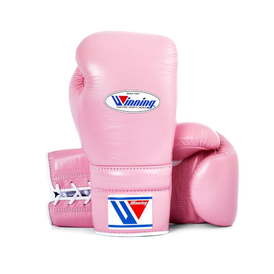Winning boxing gloves Pink Leather Lace-up
