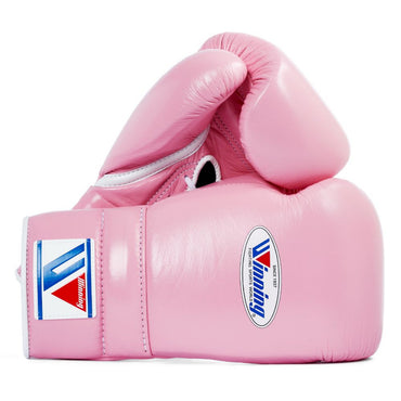 Winning boxing gloves Pink Leather Lace-up