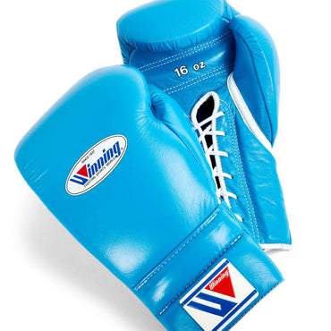 Winning boxing gloves Sky blue Leather Training Lace up gloves