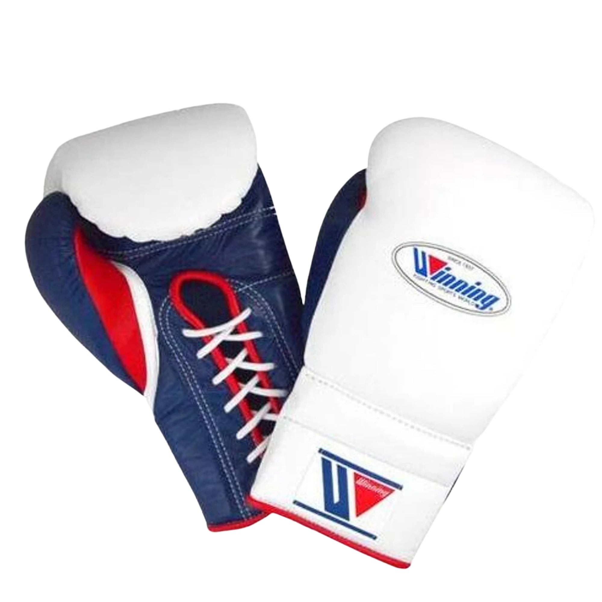 Winning boxing gloves White Red Blue Leather Lace up - Velcro