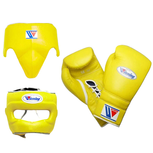 Winning boxing set Yellow full face protector