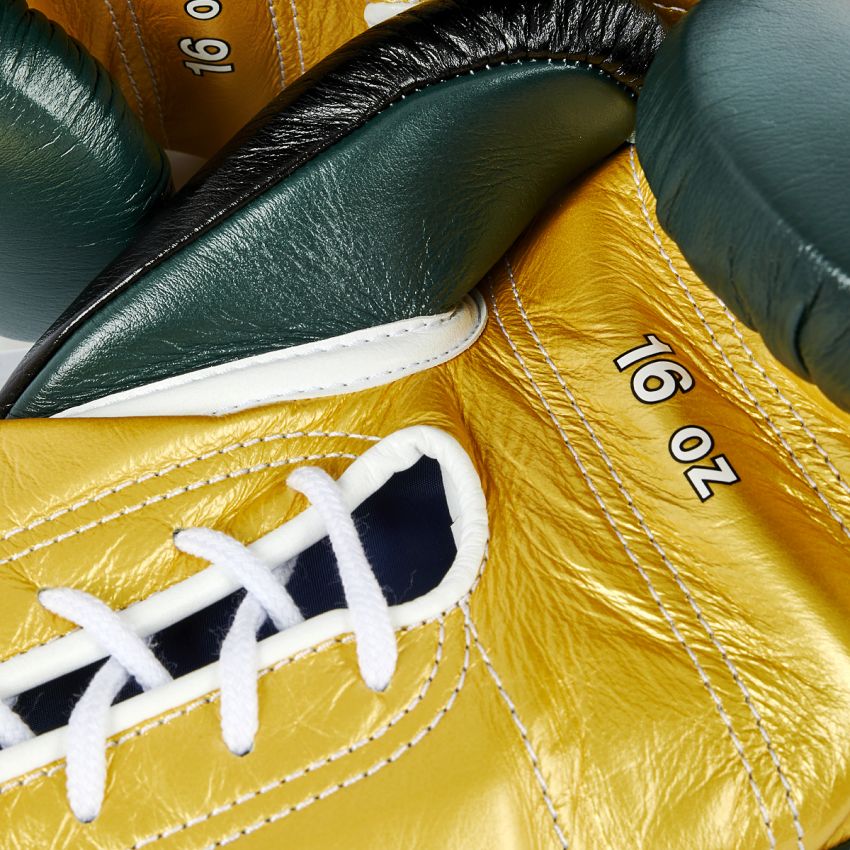 Winning boxing gloves, Boxing gloves, Winning Lace up Boxing Glove, Christmas gift for men's, Thanksgiving gifts for him - Green Gold Black