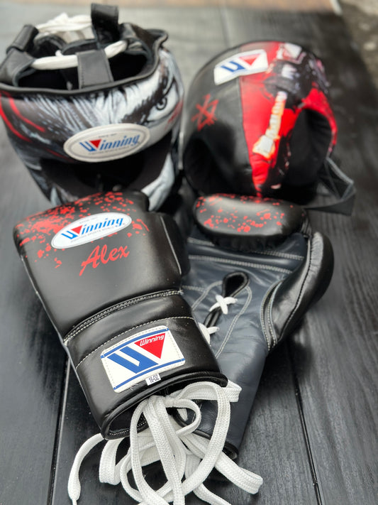 Winning boxing set ,winning boxing gloves, Winning Head protector, Winning groin protector - Berserk