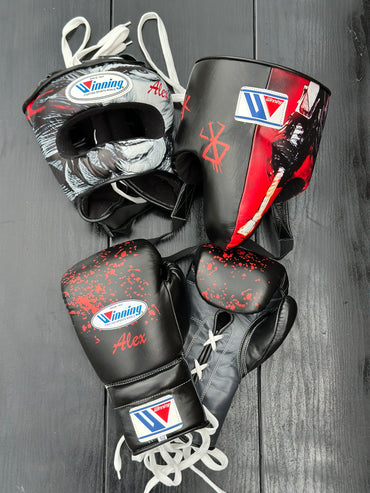 Winning boxing set ,winning boxing gloves, Winning Head protector, Winning groin protector - Berserk