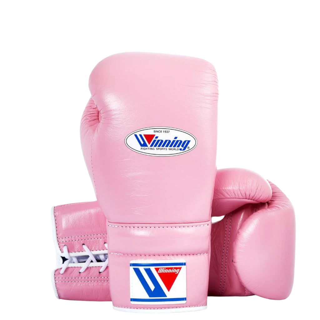 Winning Training boxing gloves baby pink Leather Lace up