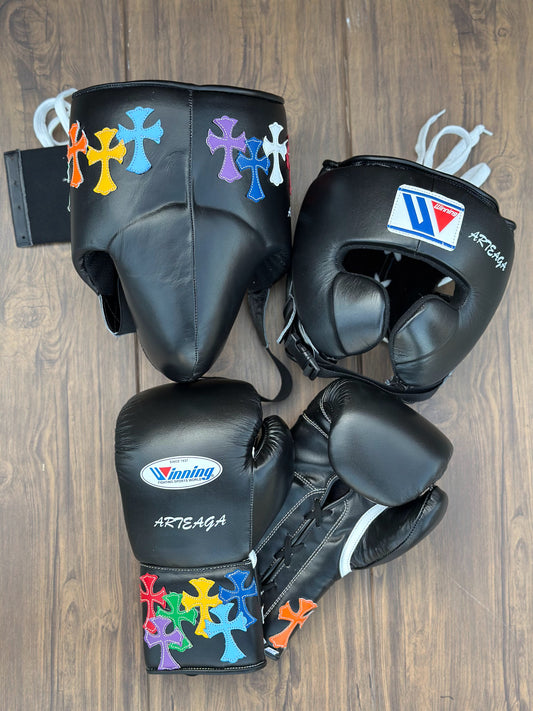 Black Winning Boxing Glove set, Winning Boxing gear, Black Silver winning boxing set Winning Lace up Boxing Glove set, Boxing Glove set, Winning boxing gear set, PF Fitness Gear, Winning set, PF FITNESS GEAR winning gear, winning Boxing Glove, Winning groins, Winning head Gear, winning Boxing Set, Focus pads, Gloves for Gym, Fight Gloves