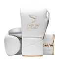 Fly boxing gloves White Golden Leather Lace up