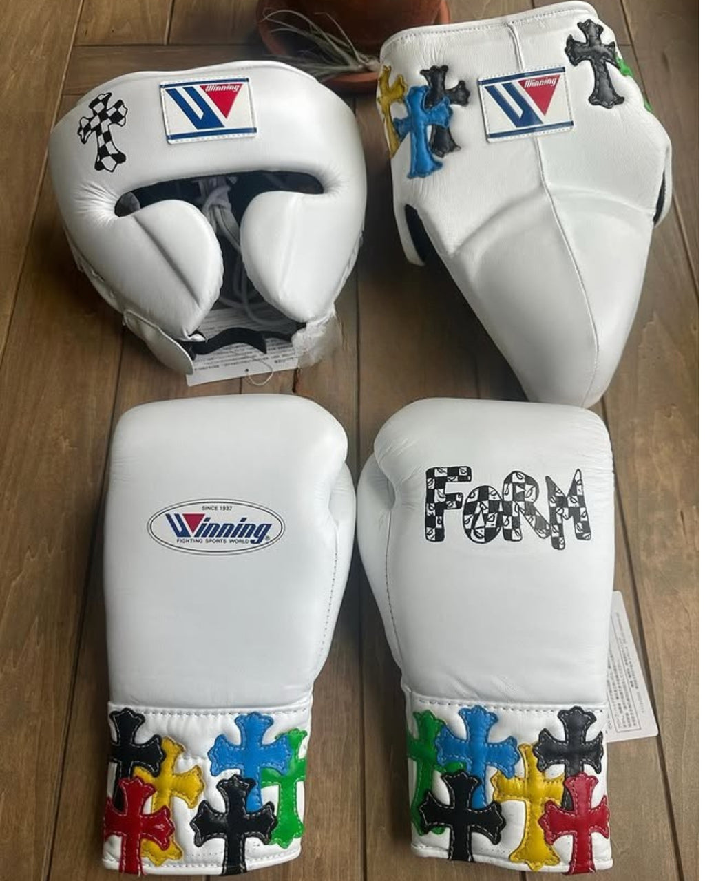 Affordable Cross Winning Boxing set White Leather lace-up