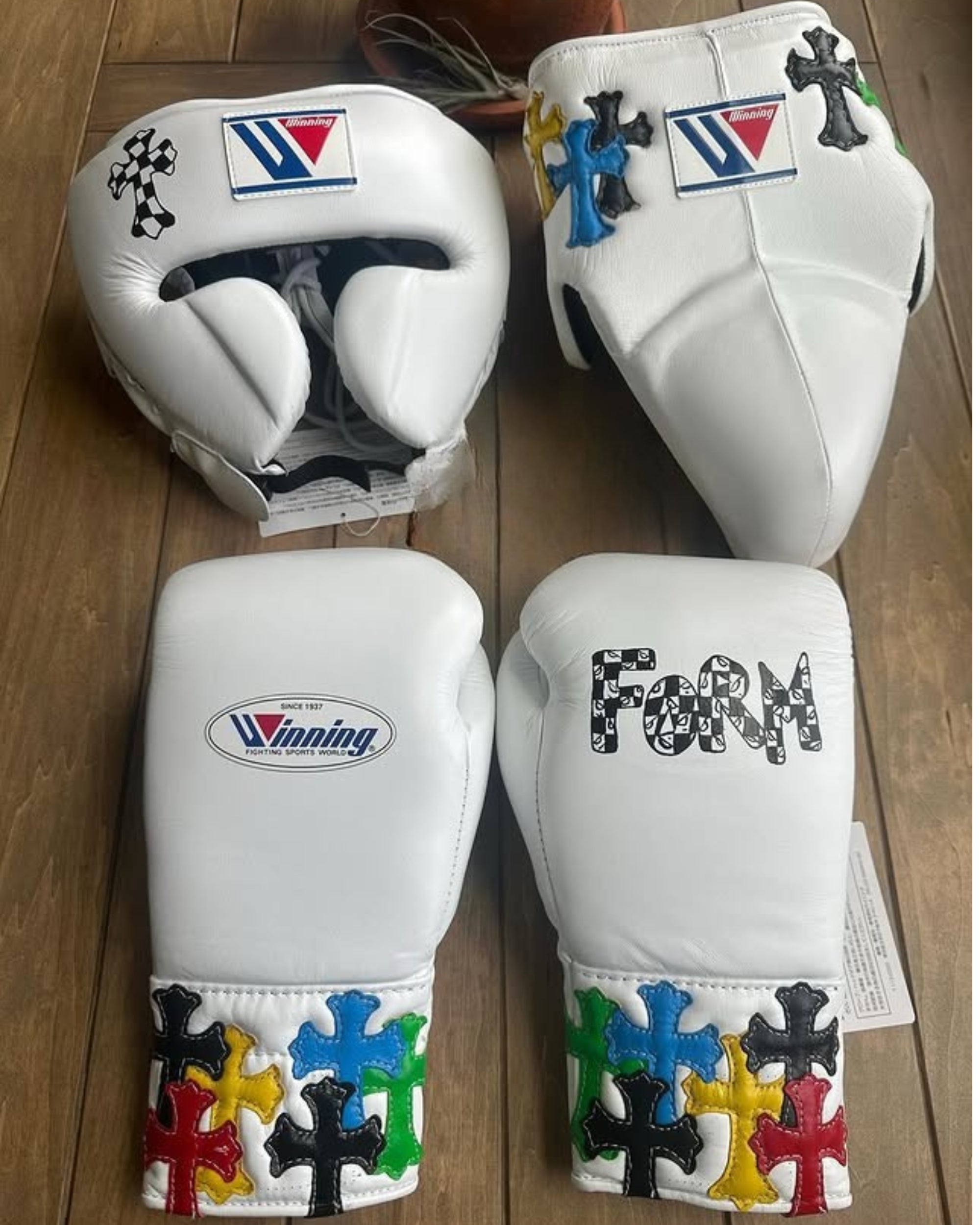Affordable Cross Winning Boxing set White Leather lace-up