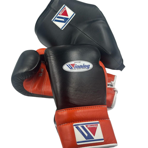 Affordable Custom Winning boxing gloves set Black Orange Leather 