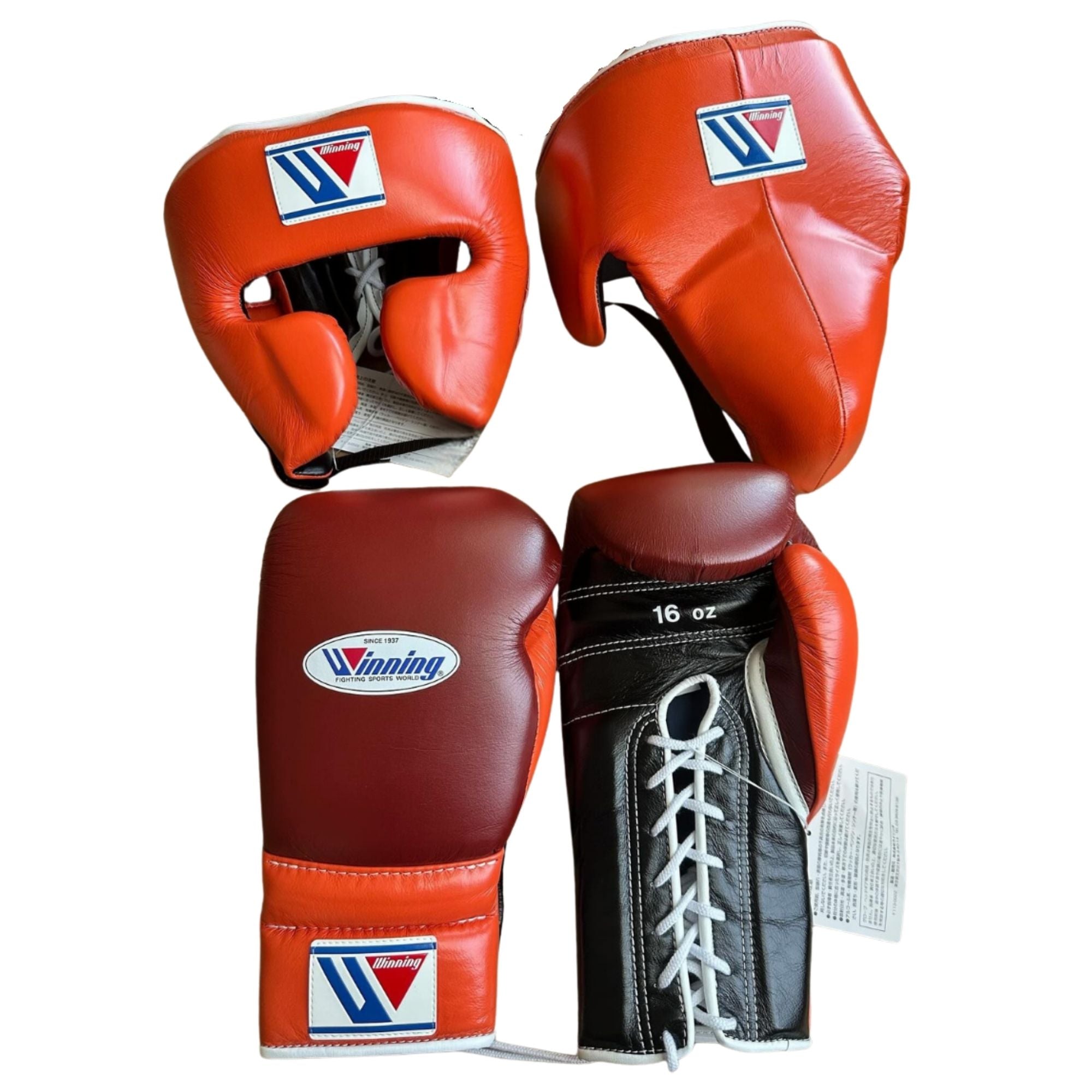 Affordable Custom Winning boxing gloves set Orange Black Leather