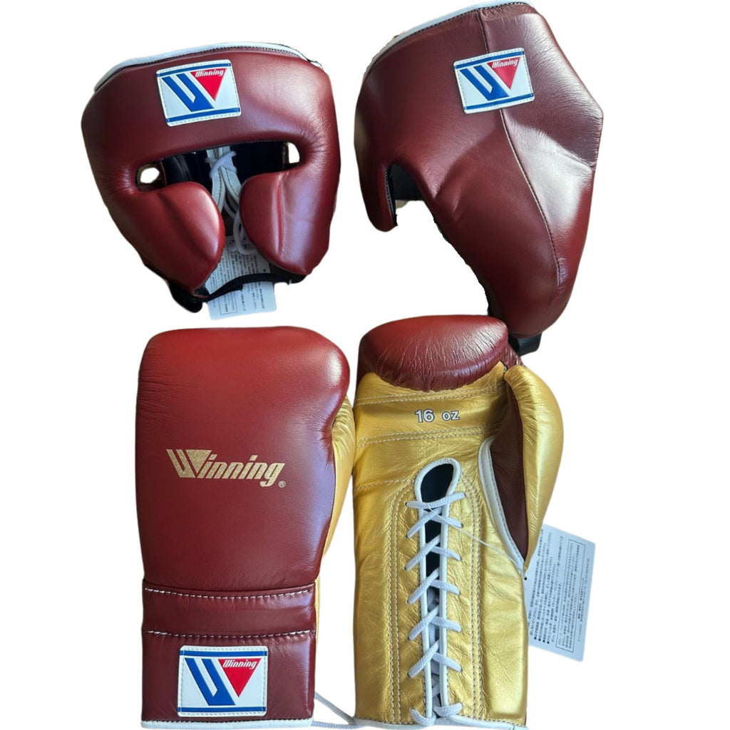 Affordable Winning boxing gloves Maroon Gold Leather 