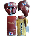 Affordable Winning boxing gloves Maroon Gold Leather 