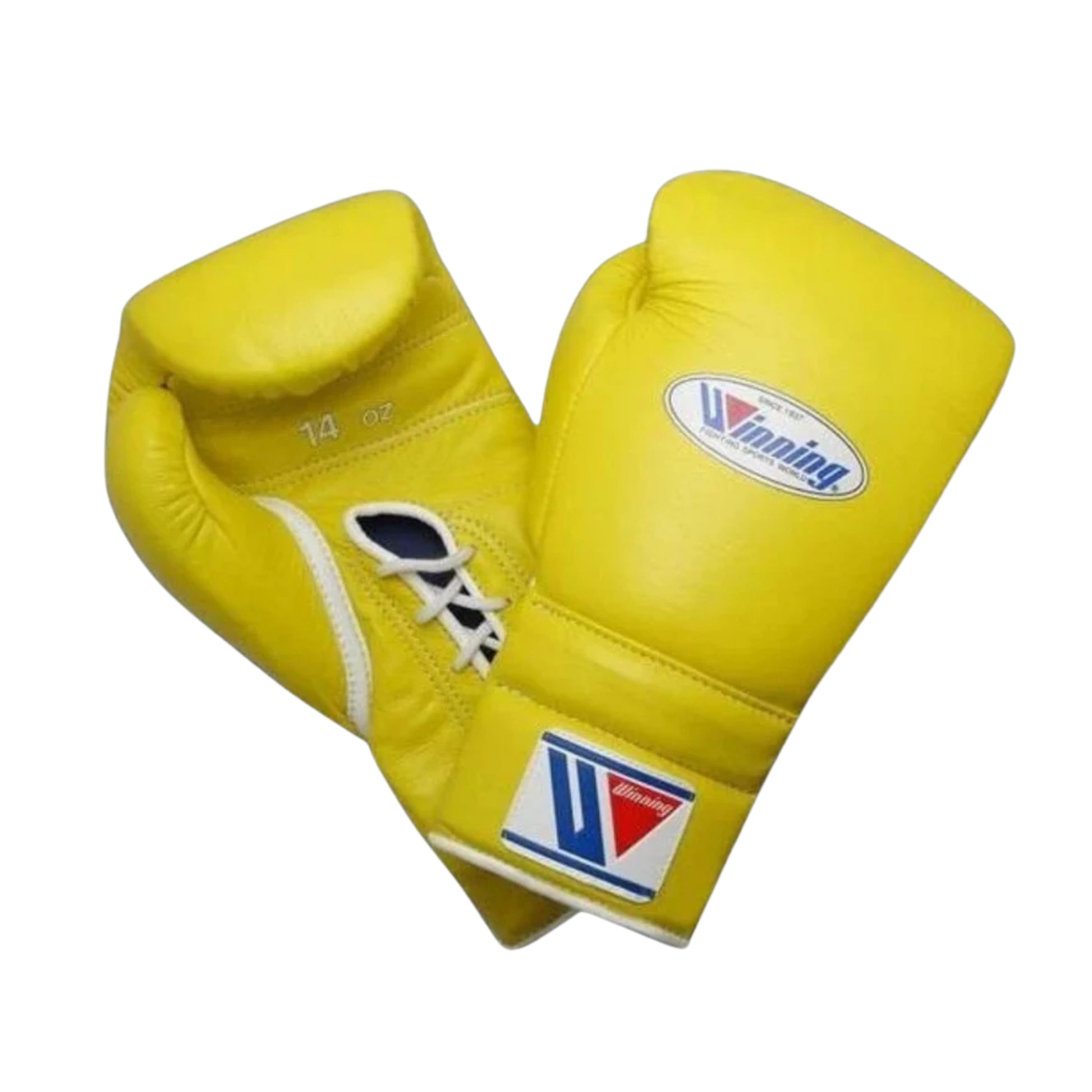 Affordable Winning boxing gloves Yellow Leather Lace up - Velcro
