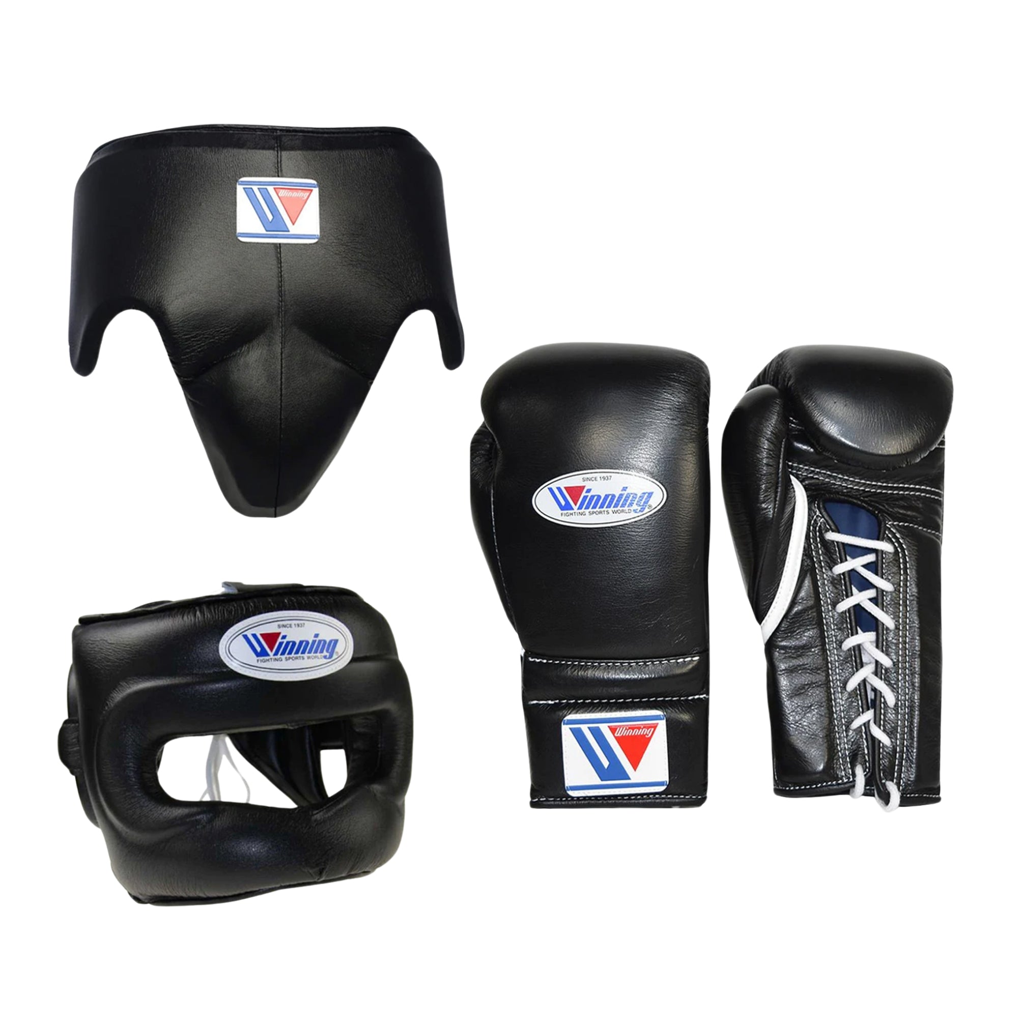 Affordable Winning boxing gloves set Black Leather
