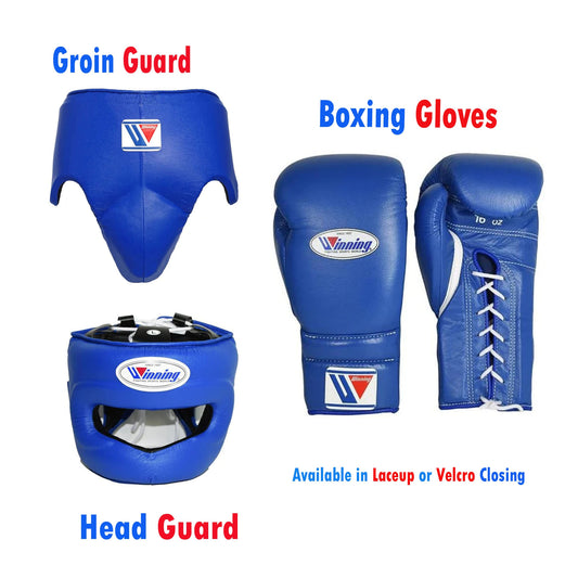 Affordable Winning boxing gloves set Blue Leather 