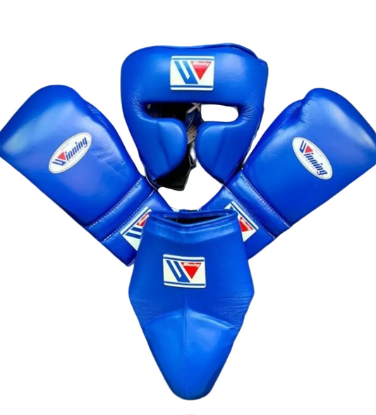 Affordable Winning boxing gloves set Blue leather 