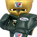 Affordable Winning boxing gloves set Gold Green Leather 