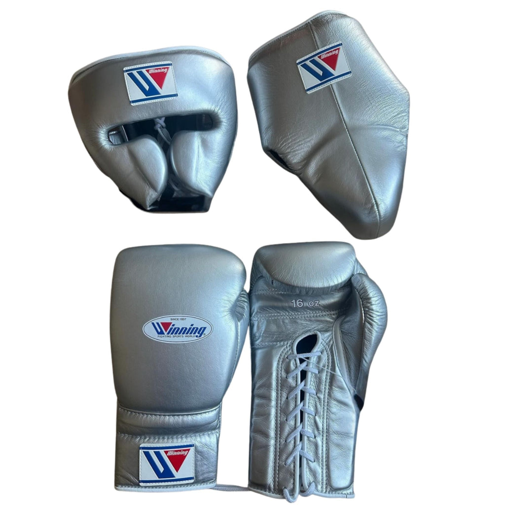 Affordable Winning boxing set Silver Leather laceup