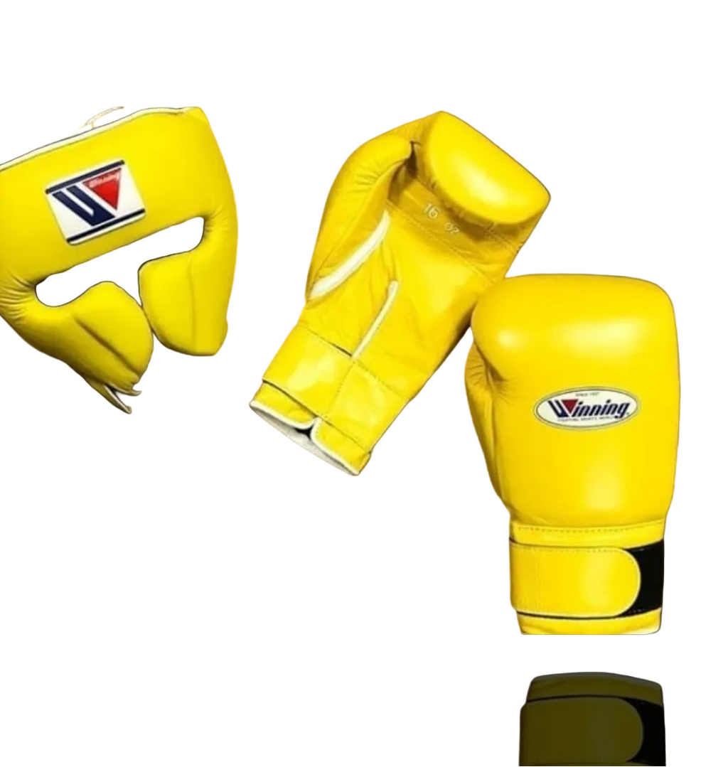 Affordable Winning boxing set  Yellow Leather Velcro
