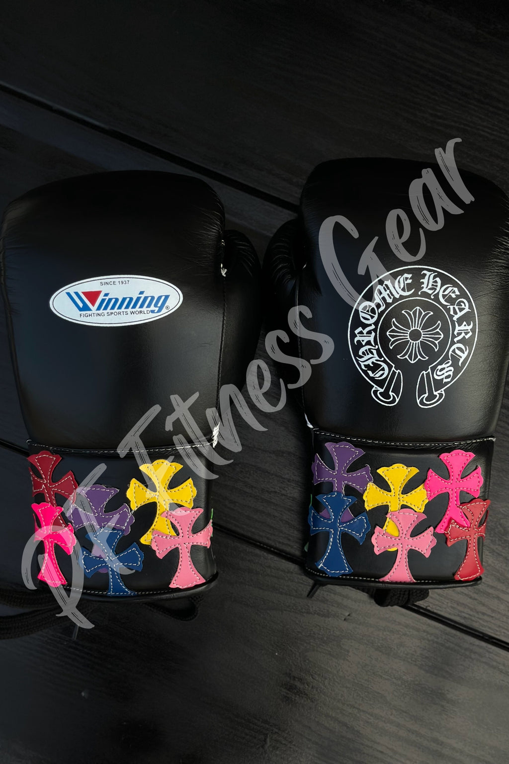 Afforrdable Winning Training boxing gloves BlackLeather Lace up