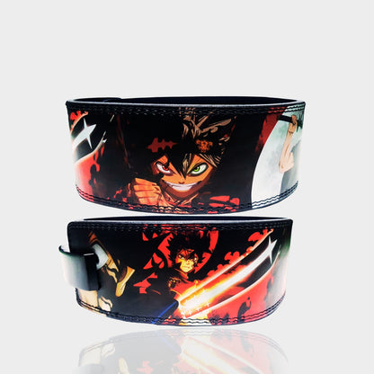 Asta Black Clover powerlifting lever belt, weight lift belt, custom lift belt, black clover weightlifting belt,  gym belt, Custom Squat belt, powerlift belt