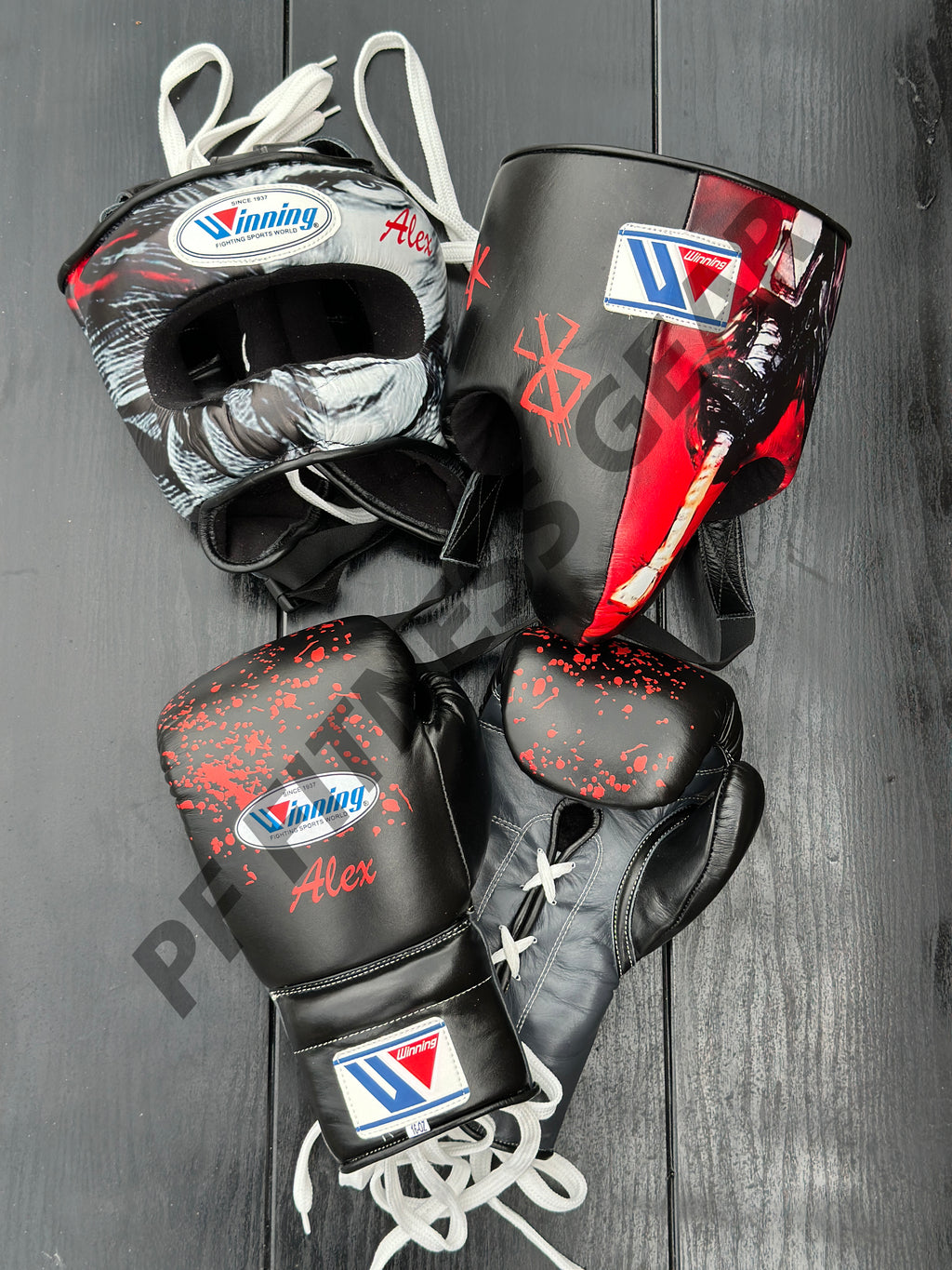 Custom Winning Boxing Glove set Berserk Inspired Black