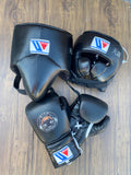 Custom Winning Boxing Gloves set Black leather laceup