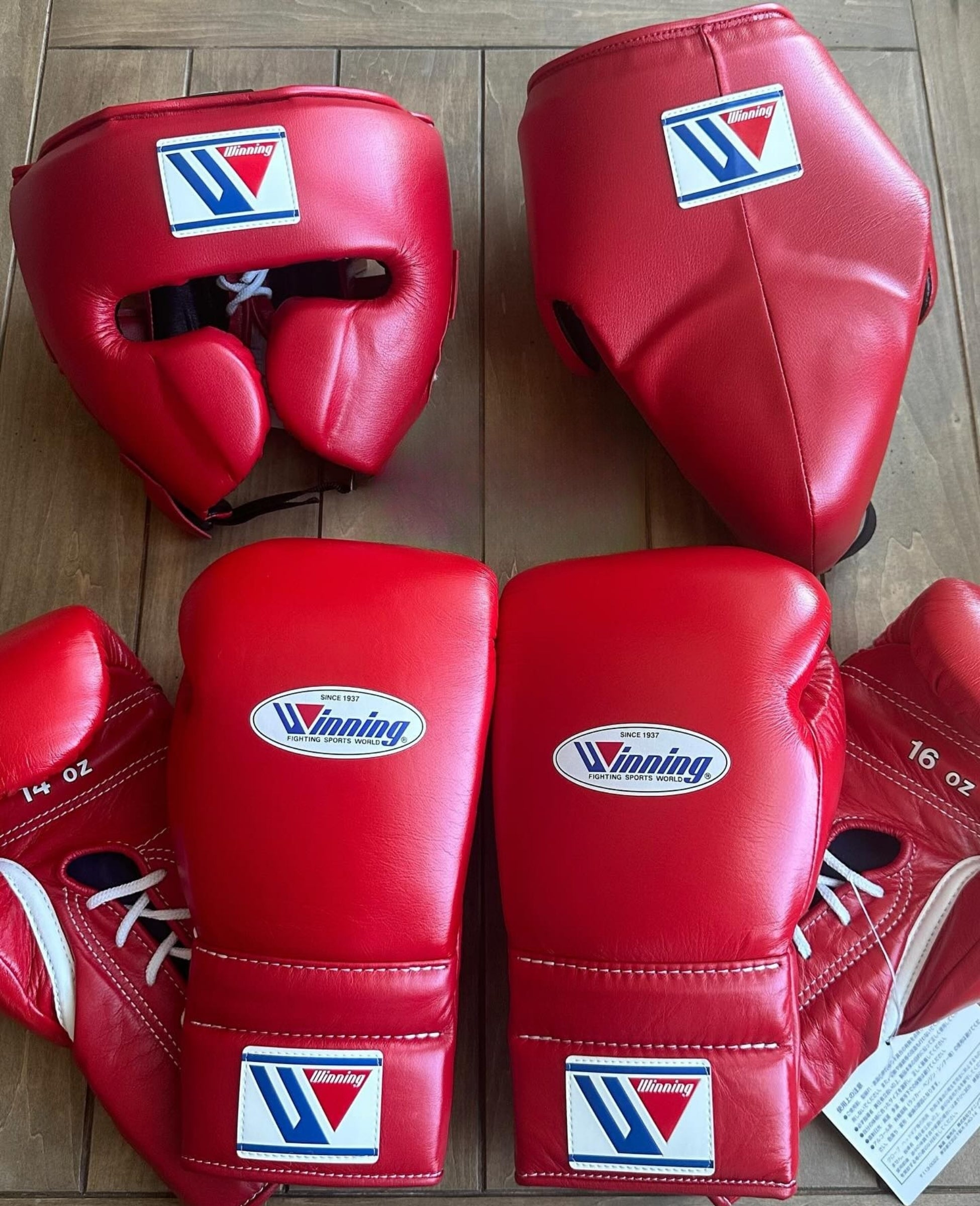 Custom Winning Boxing set Red Leather Lace up or velcro – PFFitnessGear