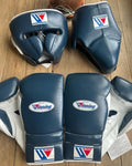 Custom Winning Boxing set White Blue Leather