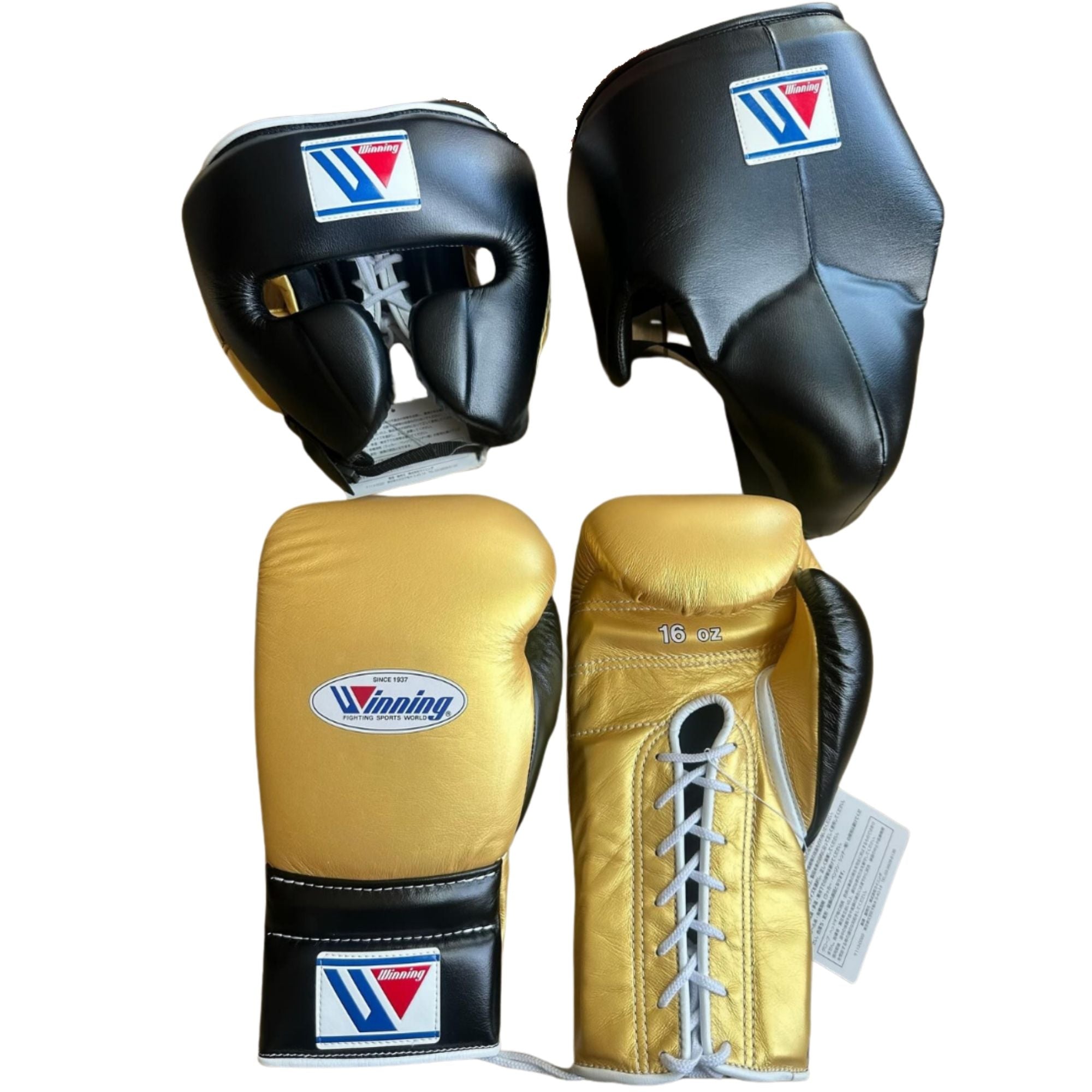 Custom Winning Training boxing gloves Gold Black Leather