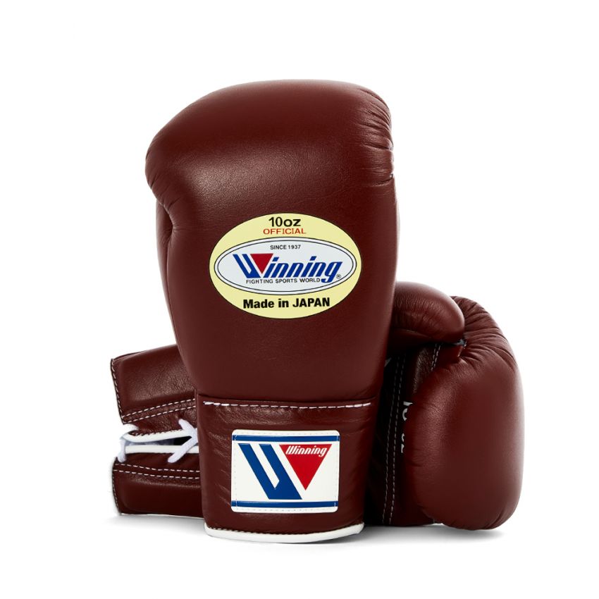 Custom Winning Training boxing gloves Leather Lace up - Velcro