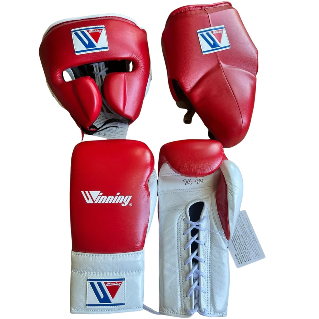 Custom Winning boxing gloves Red White Leather 